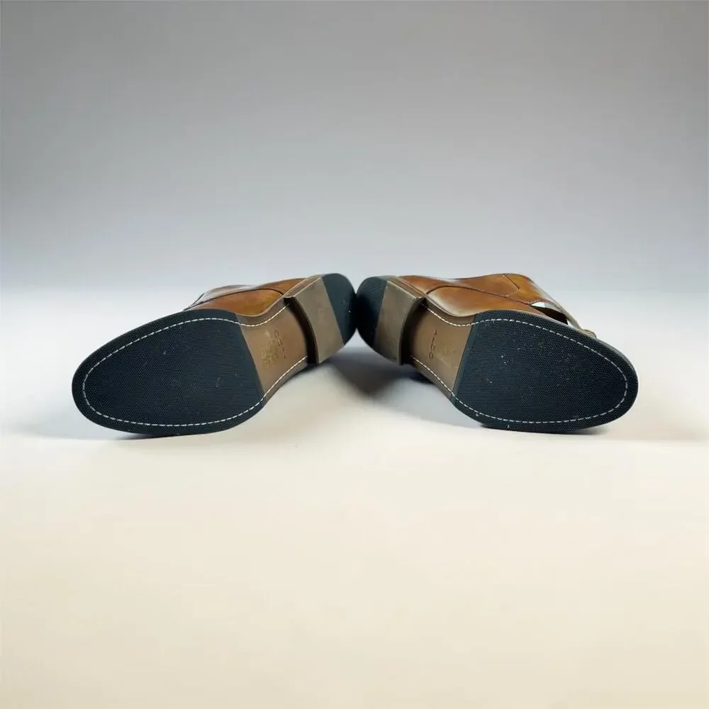 ALDO LOLLER Brown Faux Leather Double Monk Strap Round Toe Dress Shoes US 12